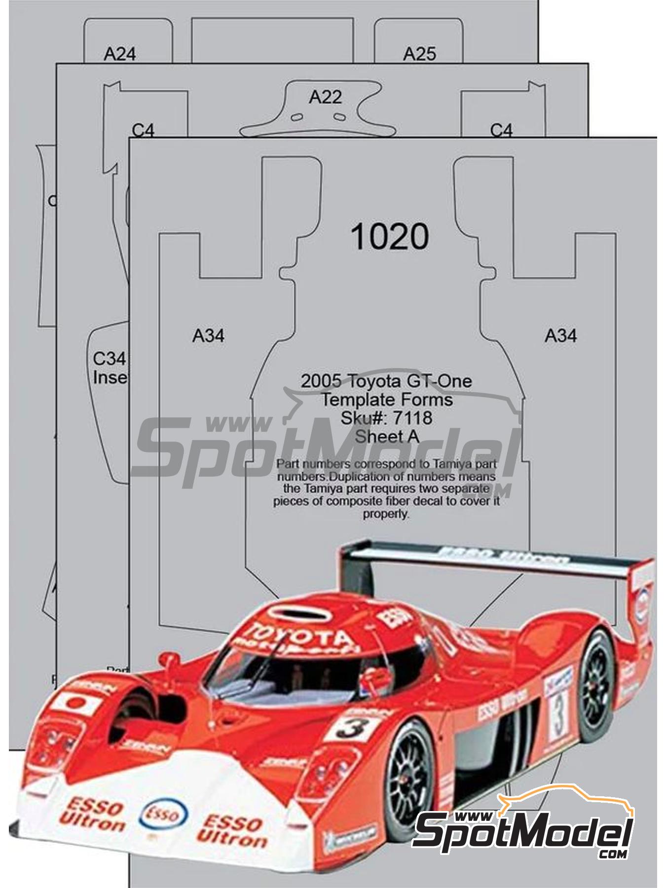 Toyota GT-One TS020. Carbon fibre pattern decal set in 1/24 scale  manufactured by Scale Motorsport (ref. SM7118, also 7118)